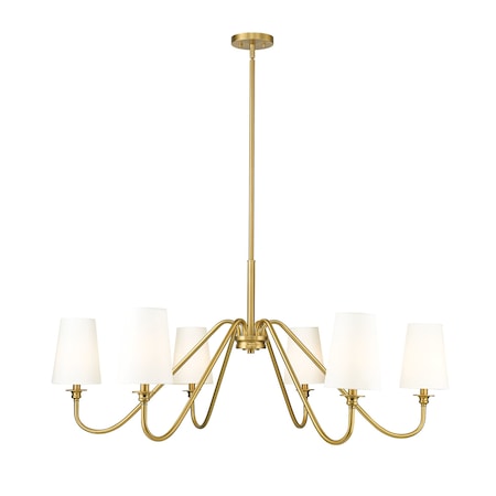 Z-Lite Gianna Chandelier, 6-Light, 46.25 In.W x 20.75 In.H, Modern Gold/White 7509-6-46MGLD